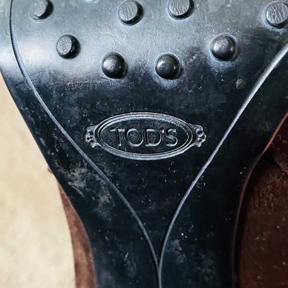 Tod’s Boots Suede Heeled Ankle Leather Brown Size 5 Made in Italy - Picture 7 of 13